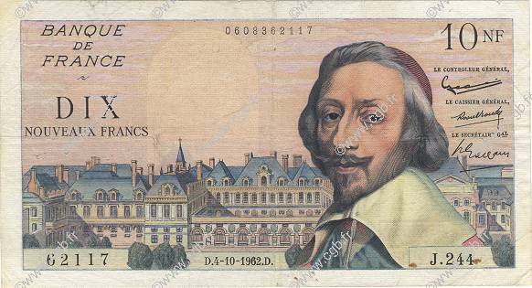 10 Nouveaux Francs RICHELIEU FRANCE  1962 F.57.21 F
