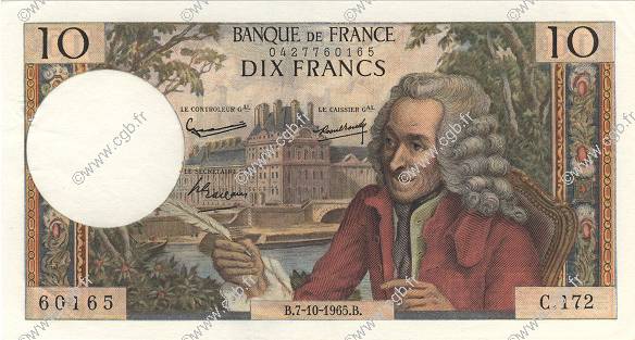 10 Francs VOLTAIRE FRANCIA  1965 F.62.16 EBC+