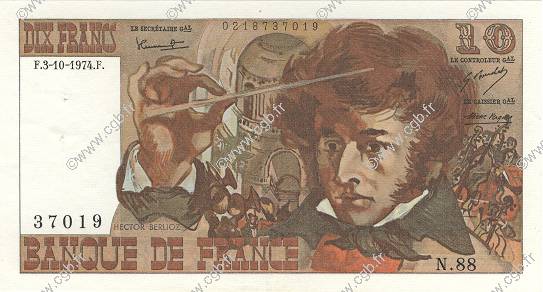 10 Francs BERLIOZ FRANCIA  1974 F.63.07a SC