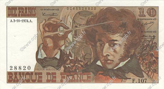 10 Francs BERLIOZ FRANCIA  1974 F.63.07b SPL+