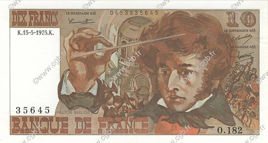 10 Francs BERLIOZ FRANCE  1975 F.63.10 NEUF