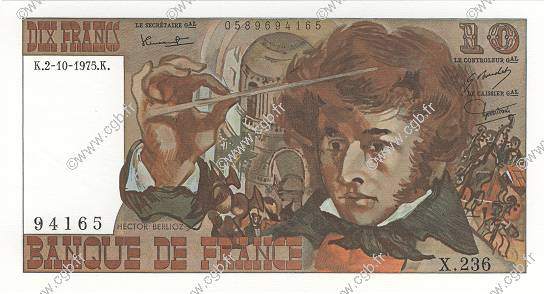 10 Francs BERLIOZ FRANCE  1975 F.63.13 NEUF