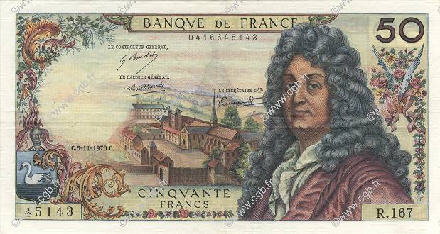 50 Francs RACINE  FRANCE  1970 F.64.17 TTB+