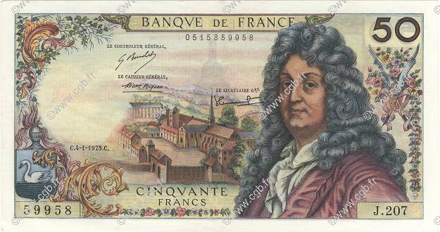 50 Francs RACINE FRANCE  1973 F.64.22 pr.SPL