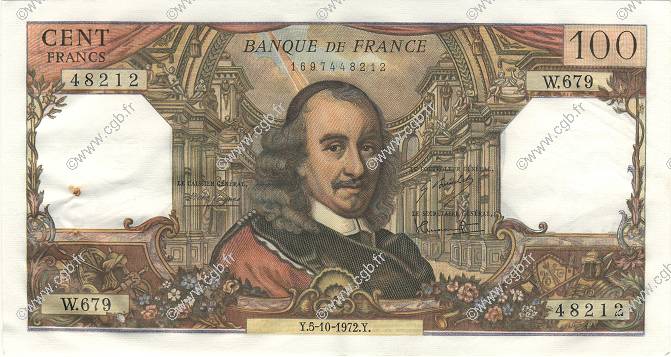 100 Francs CORNEILLE FRANCIA  1972 F.65.40 EBC+