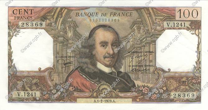 100 Francs CORNEILLE FRANCIA  1979 F.65.65 EBC