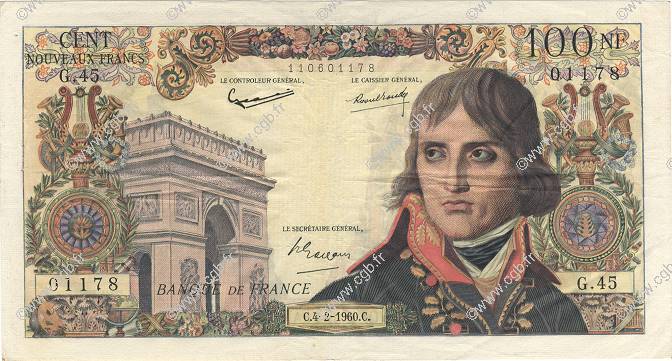 100 Nouveaux Francs BONAPARTE FRANCIA  1960 F.59.05 BB