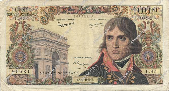100 Nouveaux Francs BONAPARTE FRANKREICH  1960 F.59.05 SGE