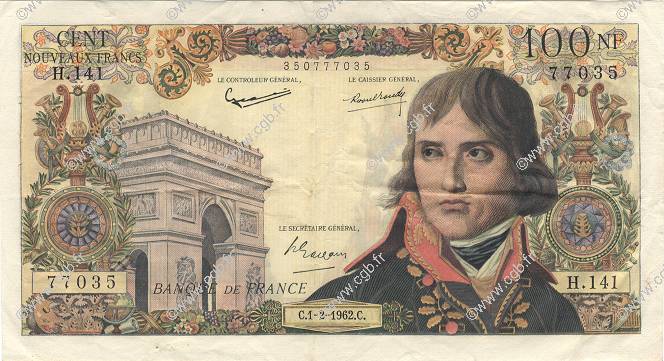 100 Nouveaux Francs BONAPARTE FRANCIA  1962 F.59.13 MBC