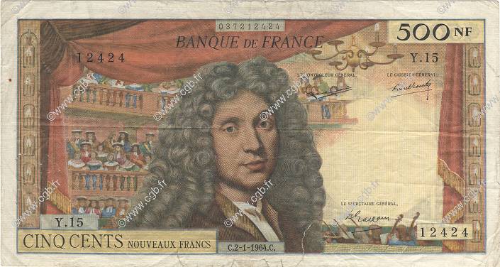 500 Nouveaux Francs MOLIÈRE FRANCIA  1964 F.60.06 BC