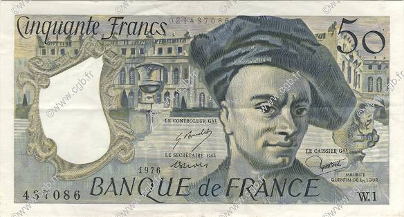 50 Francs QUENTIN DE LA TOUR FRANCE  1976 F.67.01 VF+