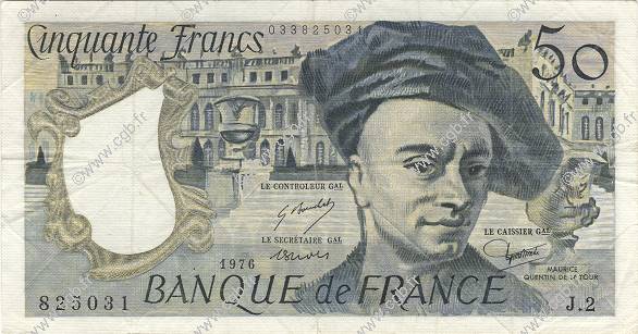 50 Francs QUENTIN DE LA TOUR FRANCIA  1976 F.67.01 MBC