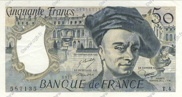 50 Francs QUENTIN DE LA TOUR FRANCIA  1977 F.67.02 SPL