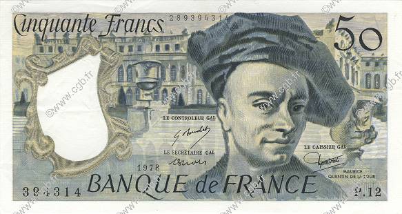 50 Francs QUENTIN DE LA TOUR FRANCIA  1978 F.67.03 EBC+