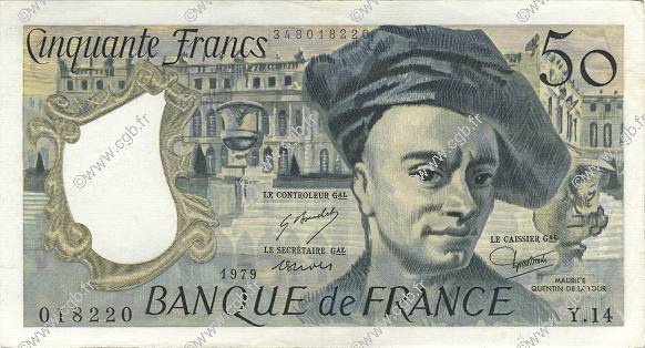 50 Francs QUENTIN DE LA TOUR FRANCE  1979 F.67.04 SUP+