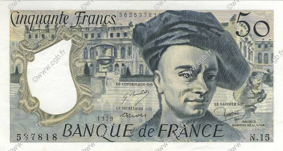 50 Francs QUENTIN DE LA TOUR FRANCE  1979 F.67.04 XF+