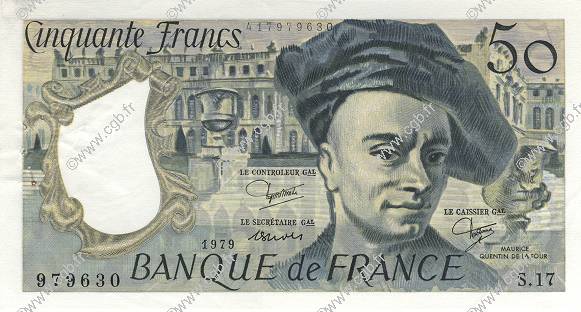 50 Francs QUENTIN DE LA TOUR FRANKREICH  1979 F.67.05 VZ
