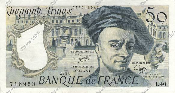 50 Francs QUENTIN DE LA TOUR FRANKREICH  1984 F.67.10 VZ+