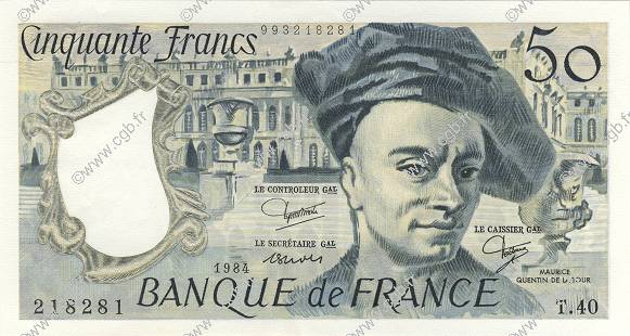 50 Francs QUENTIN DE LA TOUR FRANCIA  1984 F.67.10 AU+