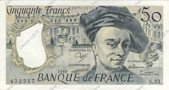 50 Francs QUENTIN DE LA TOUR FRANCE  1989 F.67.15 SUP