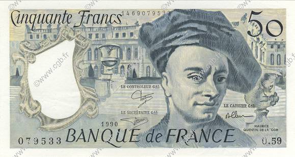50 Francs QUENTIN DE LA TOUR FRANCE  1990 F.67.16 SUP+