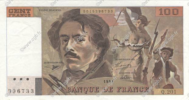 100 Francs DELACROIX imprimé en continu FRANCIA  1991 F.69bis.04a EBC+