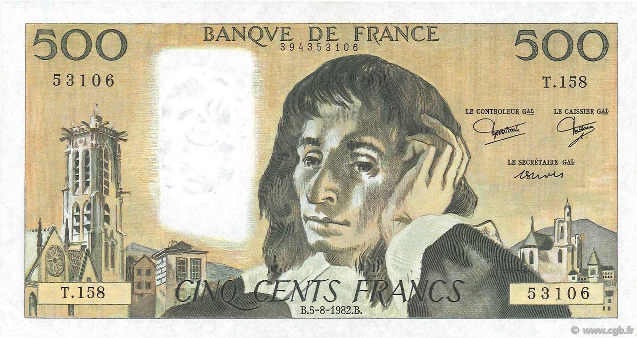 500 Francs PASCAL FRANCIA  1982 F.71.27 SPL+
