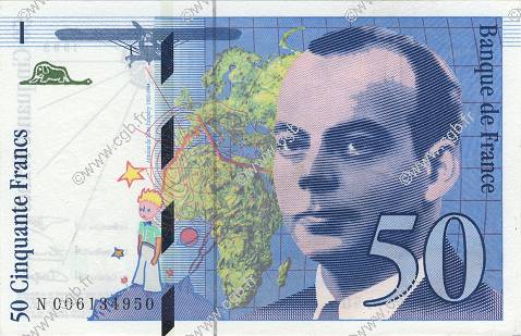 50 Francs SAINT-EXUPÉRY FRANCIA  1993 F.72.02 SC+