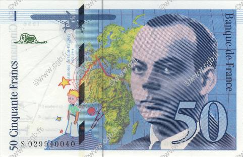 50 Francs SAINT-EXUPÉRY modifié FRANCIA  1996 F.73.02 SC+