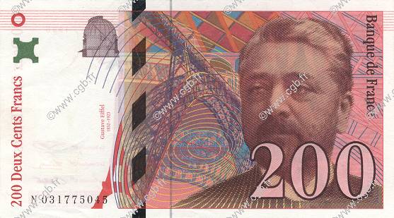 200 Francs EIFFEL FRANKREICH  1996 F.75.03a VZ+