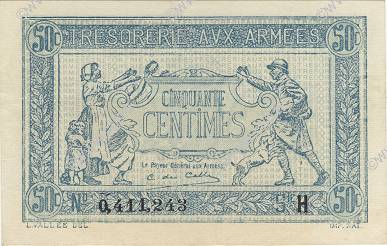 50 Centimes TRÉSORERIE AUX ARMÉES 1917 FRANCIA  1917 VF.01.08 AU