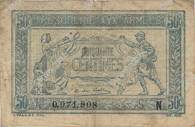 50 Centimes TRÉSORERIE AUX ARMÉES 1917 FRANCIA  1917 VF.01.14 MB