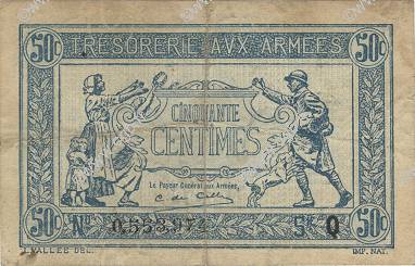 50 Centimes TRÉSORERIE AUX ARMÉES 1917 FRANCIA  1917 VF.01.17 BB