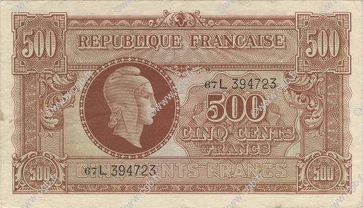 500 Francs MARIANNE fabrication anglaise FRANCE  1945 VF.11.01 VF+
