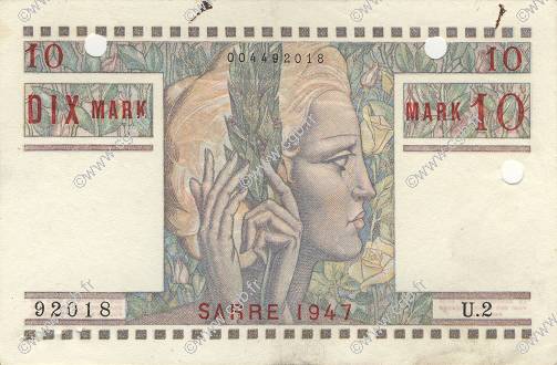 10 Mark SARRE Annulé FRANCIA  1947 VF.47.01 EBC