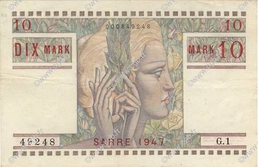 10 Mark SARRE FRANCIA  1947 VF.47.01 EBC+