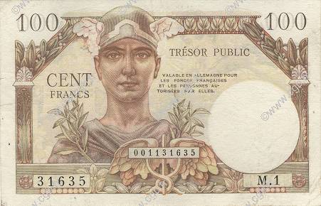 100 Francs TRÉSOR PUBLIC FRANCE  1955 VF.34.01 TTB