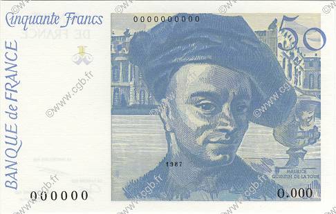 50 Francs QUENTIN DE LA TOUR et ST.EXUPERY Non émis FRANCIA  1987 NE.1987.01a FDC
