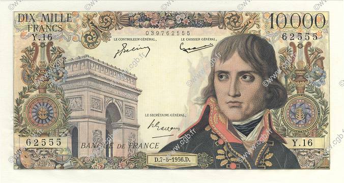 10000 Francs BONAPARTE FRANCIA  1956 F.51.03 SC