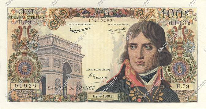 100 Nouveaux Francs BONAPARTE FRANCE  1960 F.59.06 UNC