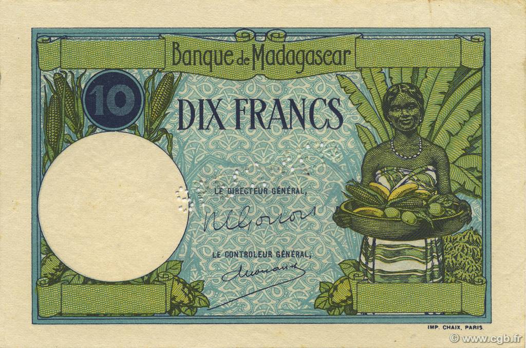 10 Francs Épreuve MADAGASCAR  1948 P.036s q.FDC