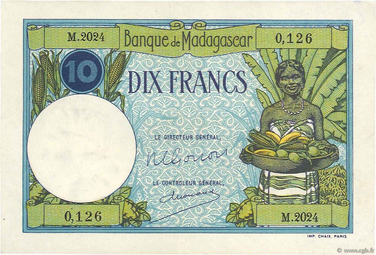 10 Francs MADAGASCAR  1948 P.036 EBC