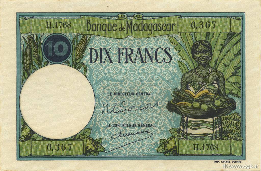 10 Francs MADAGASCAR  1957 P.036 pr.NEUF