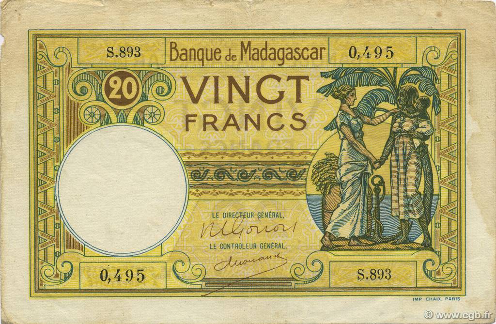 20 Francs MADAGASCAR  1948 P.037 BB