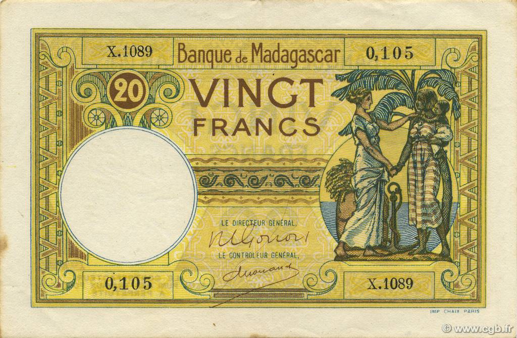 20 Francs MADAGASKAR  1948 P.037 VZ+