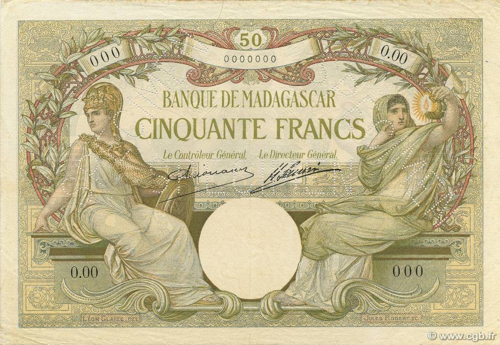 50 Francs Spécimen MADAGASCAR  1926 P.038s XF