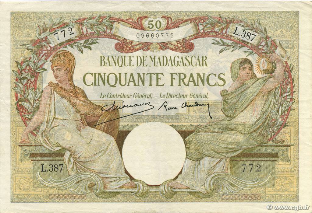 50 Francs MADAGASCAR  1937 P.038 XF