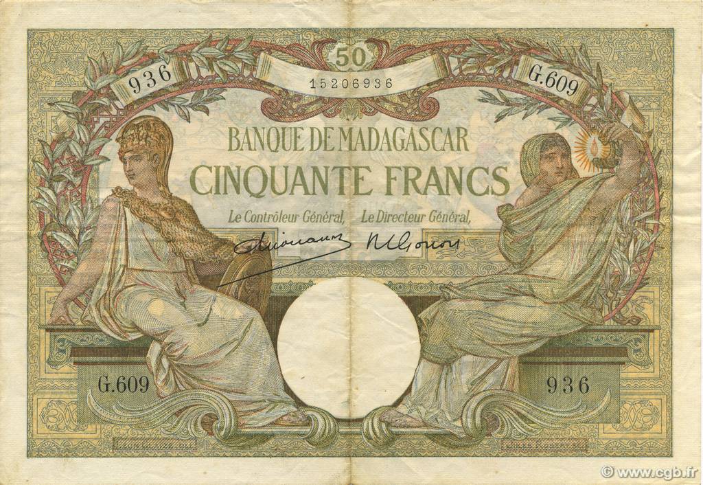 50 Francs MADAGASCAR  1948 P.038 VF+