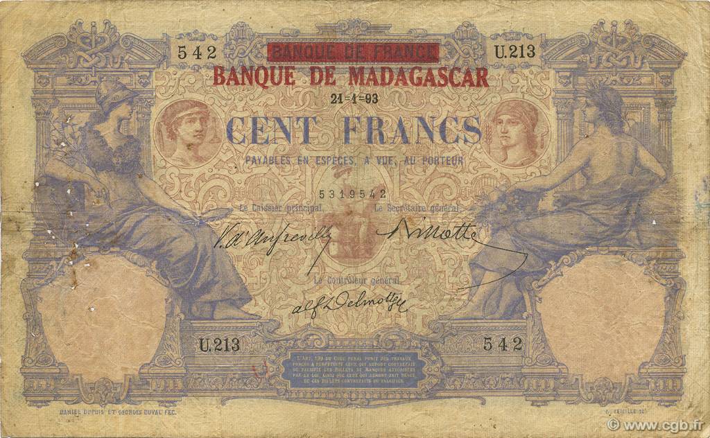 100 Francs Non émis MADAGASCAR  1893 P.034 RC a BC