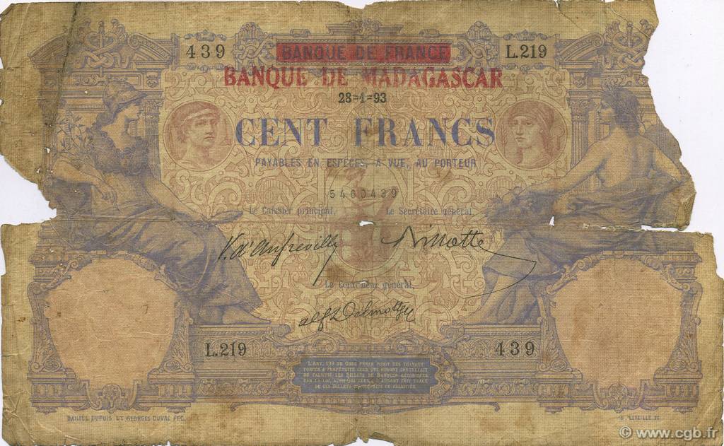 100 Francs Non émis MADAGASCAR  1893 P.034 q.B